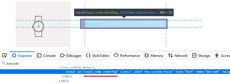 Wix. find barcode input field id