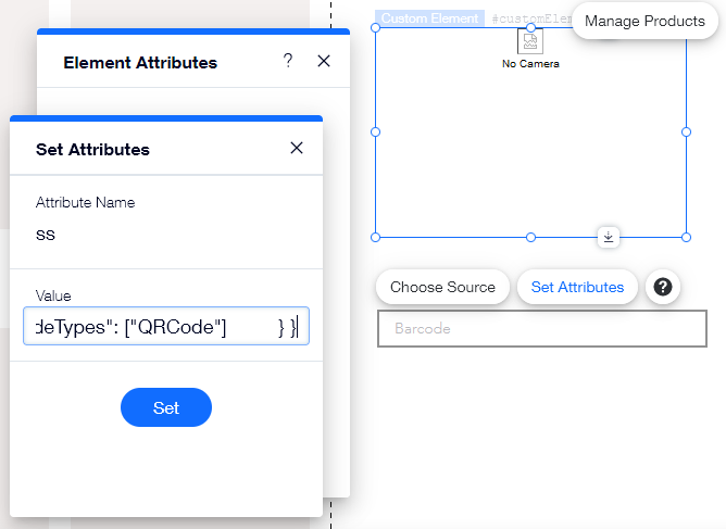 Wix. change Wix barcode reader default settings to decode only QRCode (for example)