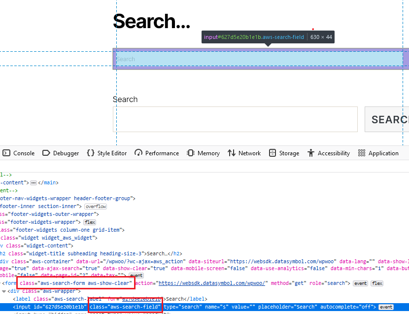 Find search input class for barcode inserting