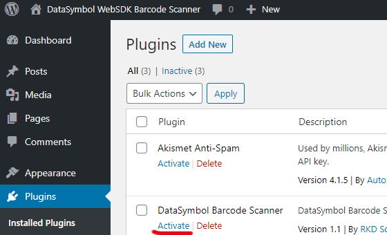 Activate Barcode Decoder Plugin for WordPress