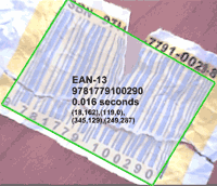 Decoded Code EAN-13 barcode (color)