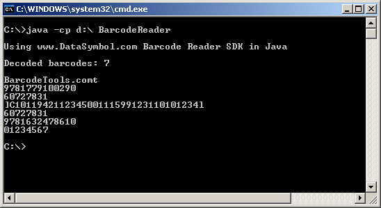 Java application as Barcode Reader