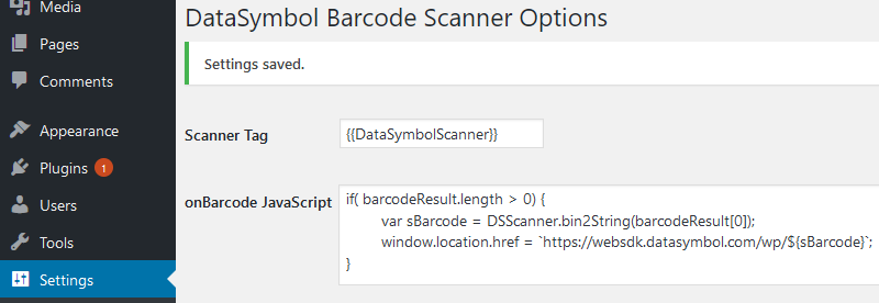 redirect from WordPress barcode scanner to URL