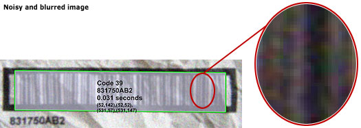 Decodes noisy and blurred barcodes