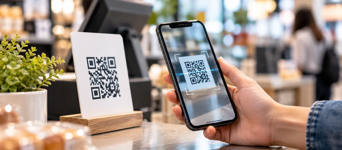 Phone scanning a barcode at a point of sale