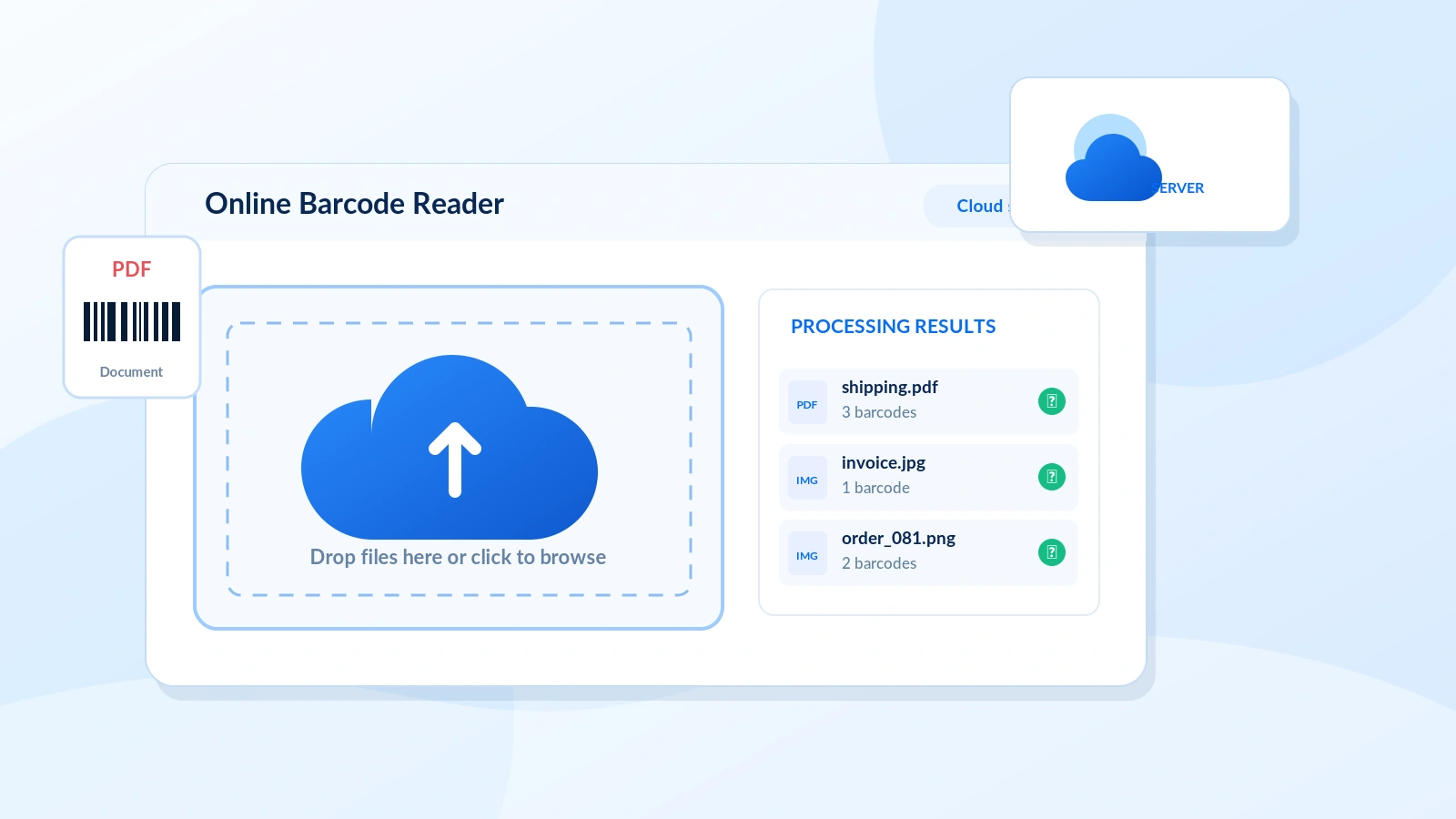 Illustration of DataSymbol OnLine Barcode Reader Service